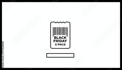 Black Friday Price Tag with Barcode and Discount Symbol