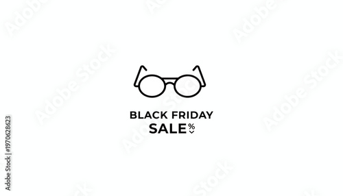 Black Friday Sale Glasses Icon, Discount Promotion, Online Shopping Offer
