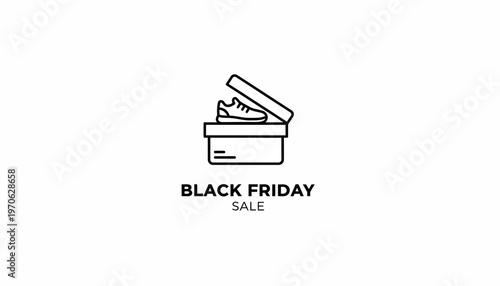 Black Friday Sale Icon: Sneaker in Open Box, Shopping Discount Promotion