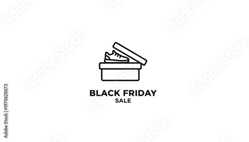 Black Friday Sale Icon: Sneaker in Open Box, Shopping Discount Promotion