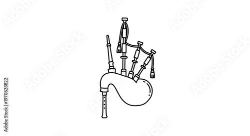 Bagpipes Illustration: Traditional Scottish Musical Instrument Line Art