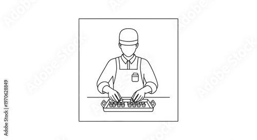 Baker Decorating Cupcakes with Icing Bag in Kitchen