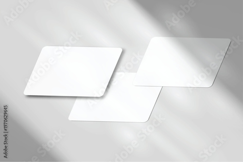 Minimal rounded screen mockup set with soft shadows on background. Clean template for UI design, app presentation, website, social media content, branding, and digital marketing with copy space