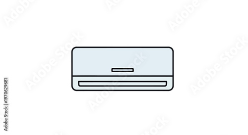 Minimalist flat vector icon of a modern wall-mounted air conditioner unit for HVAC, cooling, and climate control system designs and web interfaces