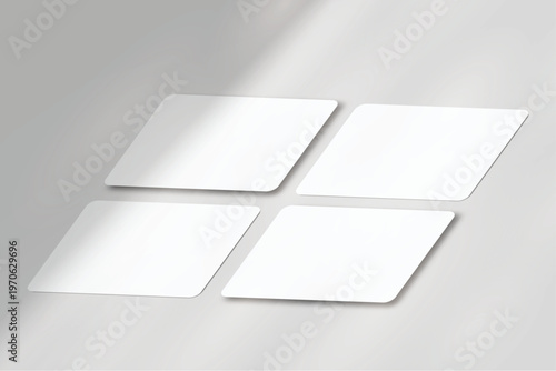 Minimal rounded screen mockup set with soft shadows on background. Clean template for UI design, app presentation, website, social media content, branding, and digital marketing with copy space