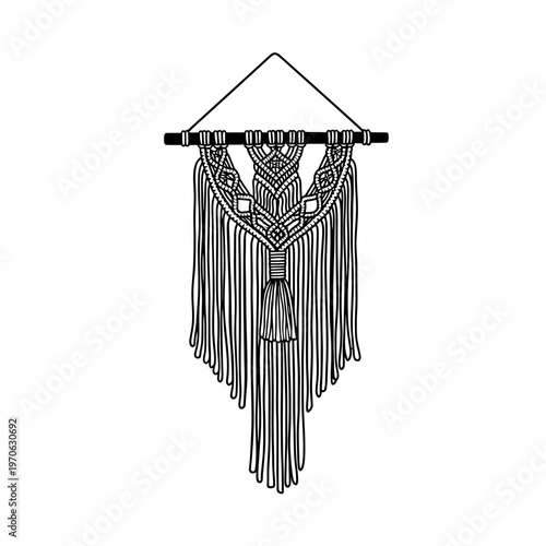 Bohemian wall hanging: A beautifully crafted bohemian wall hanging, showcasing intricate knotwork and a stylish, minimalist design.