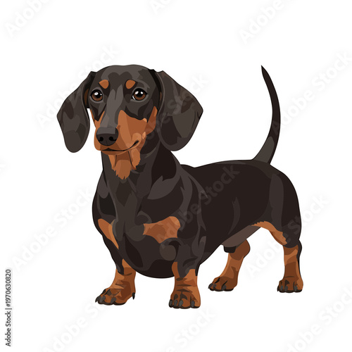 Dachshund's Charisma: An adorable dachshund strikes a pose, exuding warmth and charm with its expressive eyes and distinctive physique.