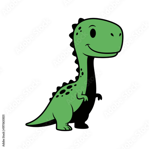 Friendly Dinosaur Illustration: A cheerful, cartoon-style dinosaur illustration, full of color and personality, perfect for children's projects, educational resources, and playful design elements.