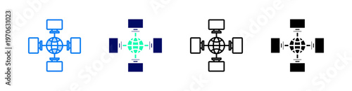 Network Multiple Style Icon Set Vector 