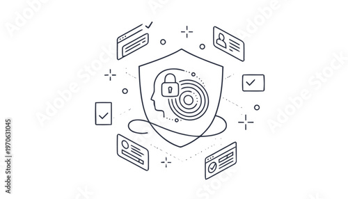 Conceptual illustration of cybersecurity, data protection, and digital privacy.