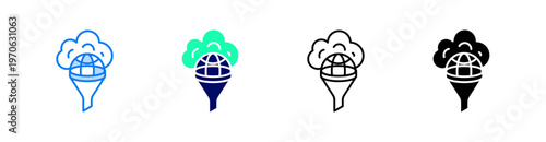 Filtering Multiple Style Icon Set Vector 