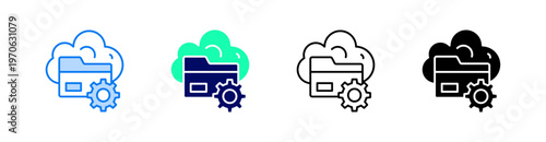 Data Multiple Style Icon Set Vector 