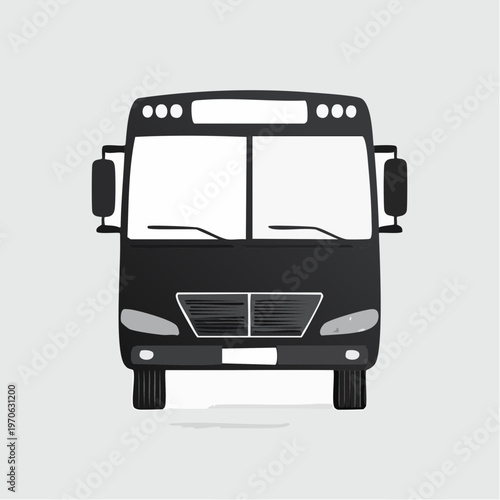 Front view of a bus with detailed grille and headlights, public transportation bus from multiple views, public transport