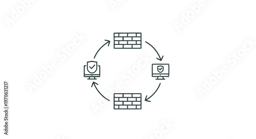 Cybersecurity Network - Secure Computers and Firewalls Protecting Data.