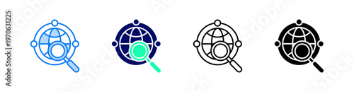 Network Analysis Multiple Style Icon Set Vector 