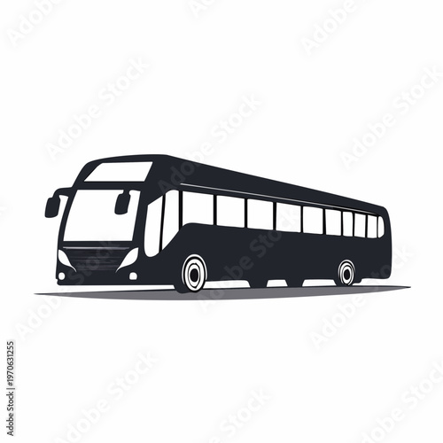 Silhouette of a modern bus seen from the side public transportation bus from multiple views a clean dark silhouette