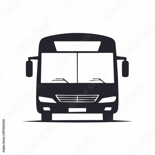 Front view silhouette of a bus, public transportation bus from multiple views, public transport