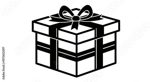 Detailed gift box with a ribbon and bow, ready for celebration, on an isolated white background.