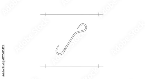 S-shaped hook with two hooks, isolated on white background, technical drawing