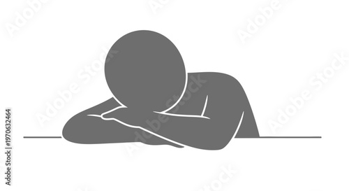 Person lying down on stomach relaxed.