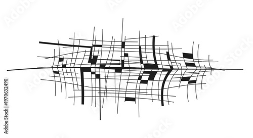 Abstract Overlapping Chaotic Lines Pattern Background on Isolated White Background