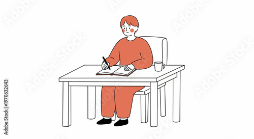 Person wearing orange scrubs sitting.