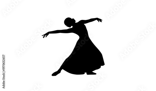 Contemporary female dancer silhouette artistic pose isolated on white background modern dance vector illustration