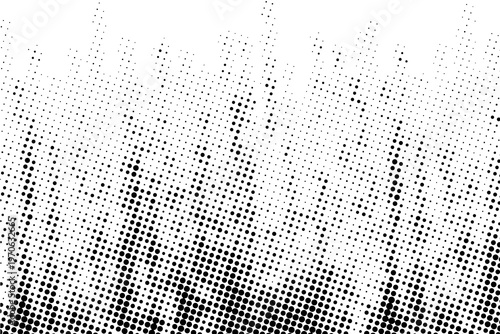 Black and white halftone dot gradient background with smooth diagonal fade pattern, perfect for comic style, print design, posters, and modern abstract visuals.
