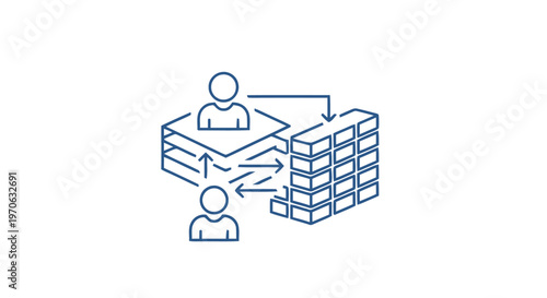 Conceptual illustration of teamwork and collaboration with people and a wall.