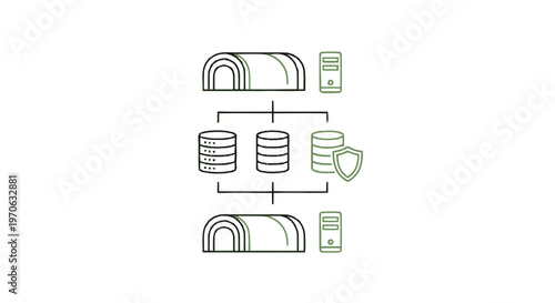 Conceptual illustration of database architecture and data protection.