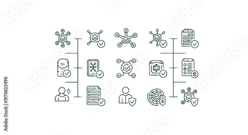 Data Security Icons Set - Cybersecurity and Information Protection.