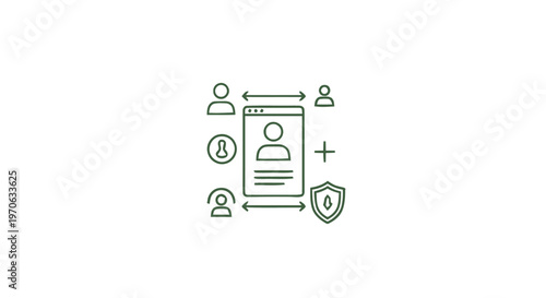 Data Privacy and Protection Icon with User Interface Elements.