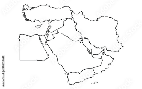 Blank Middle East Map Vector WIth White Background