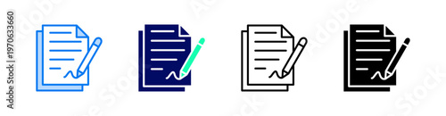 Contract Multiple Style Icon Set Vector 