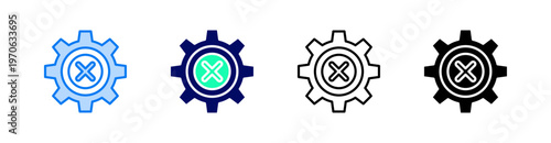 Cease Of Activity Multiple Style Icon Set Vector 