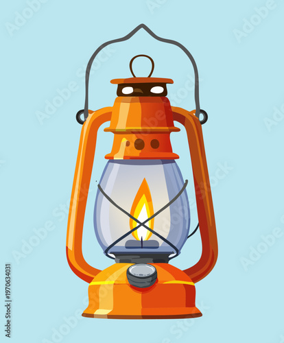 Classic metal kerosene lamp with a warm light glow for emergency lighting and rustic home decor in a traditional farmhouse style