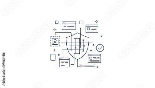 Cybersecurity Shield Protecting Digital Data and Information.