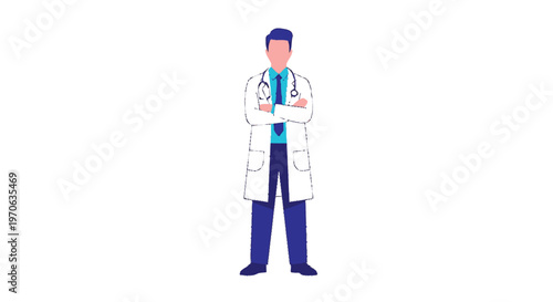 Confident Doctor Standing with Arms Crossed, Ready to Assist Patients.