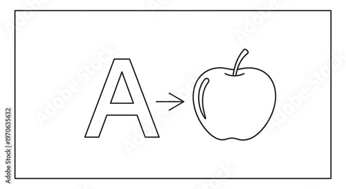 Letter A with Apple Icon - Alphabet Learning and Education Concept