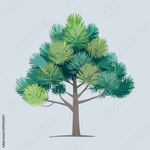 Traditional pine tree for rustic mountain branding winter lodge decor forest park signage and nature theme decorative graphics for seasonal event invitations