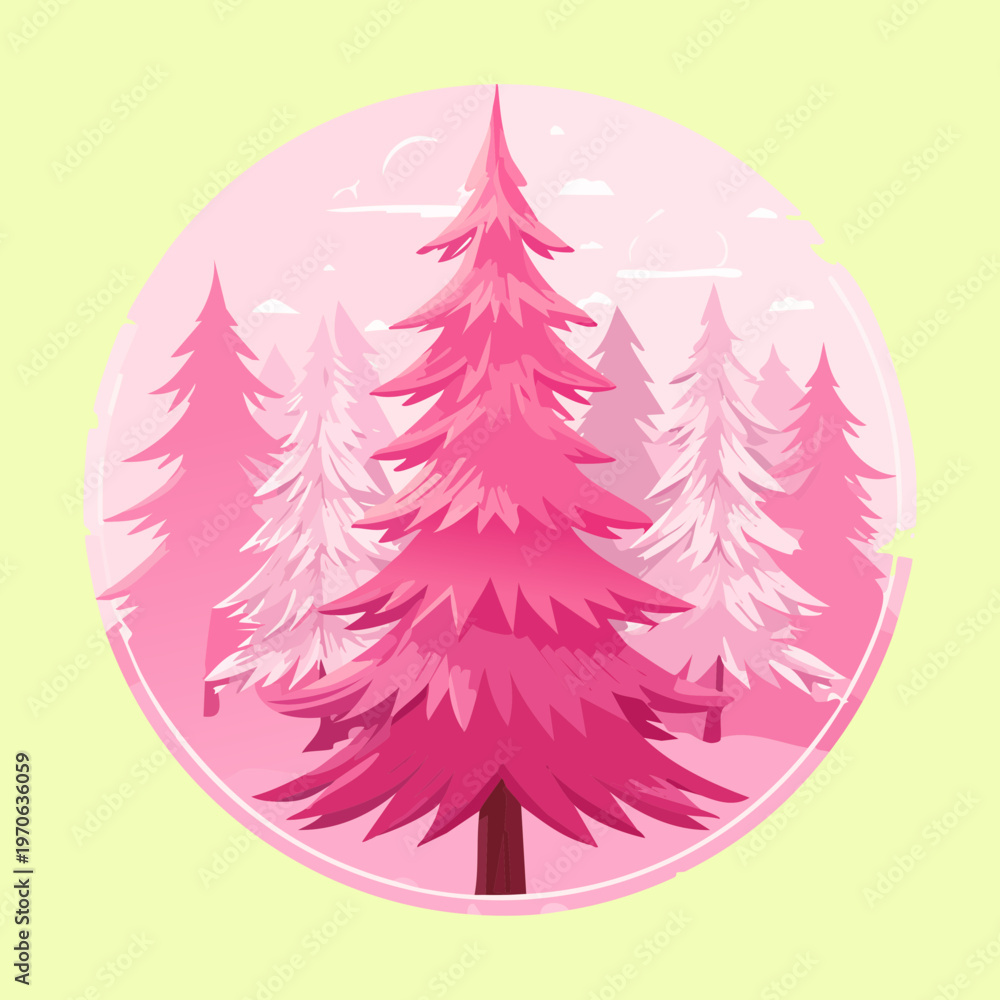 Obraz premium Round pink spring blossom tree for suburban garden branding spring season landscape design and nature inspired art for seasonal home improvement blog content