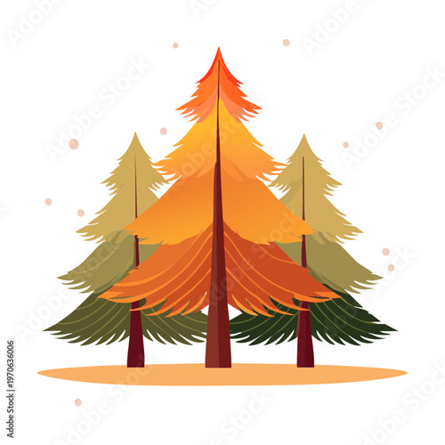 Spreading autumn tree for rustic country landscape branding fall season tourism marketing and decorative nature art for thanksgiving celebration event stationary