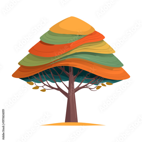 Wide canopy autumn tree for fall park branding landscape architecture planning seasonal nature posters and environmental conservation awareness campaign visual materials