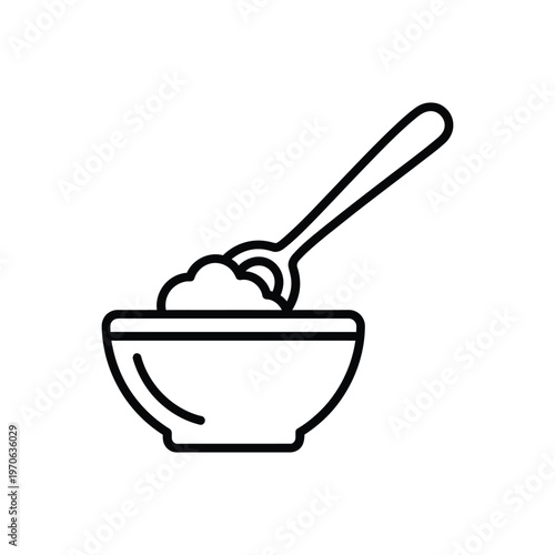 Bowl of oatmeal or porridge with spoon, healthy breakfast food, morning meal preparation, comfort food dish, simple nutrition, wholesome diet.