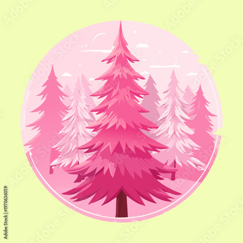 Round pink spring blossom tree for suburban garden branding spring season landscape design and nature inspired art for seasonal home improvement blog content