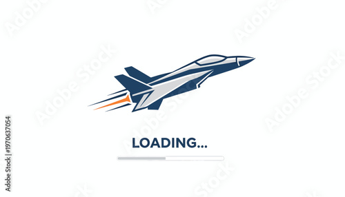 Jet Fighter Loading Progress Bar Animation, Speed and Technology Concept