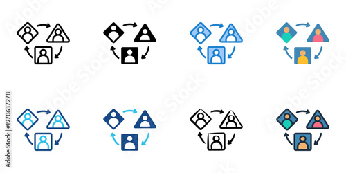 Department rotation icons set multiple style collection. Editable stroke 
