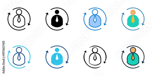 Profile update icons set multiple style collection. Editable stroke 
