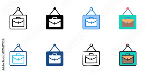 Job fair icons set multiple style collection. Editable stroke 
