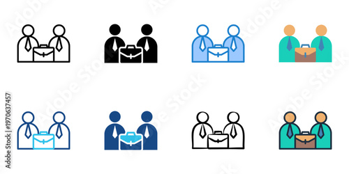 Job shadowing icons set multiple style collection. Editable stroke 
